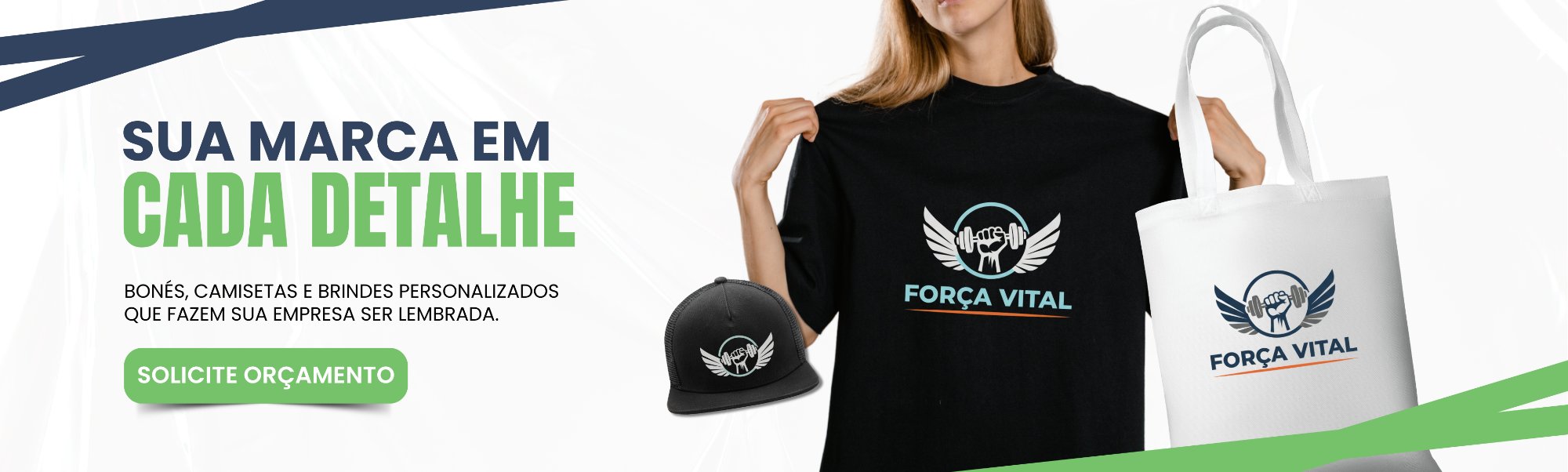 Sua marca em cada detalhe — bonés, camisetas e brindes personalizados